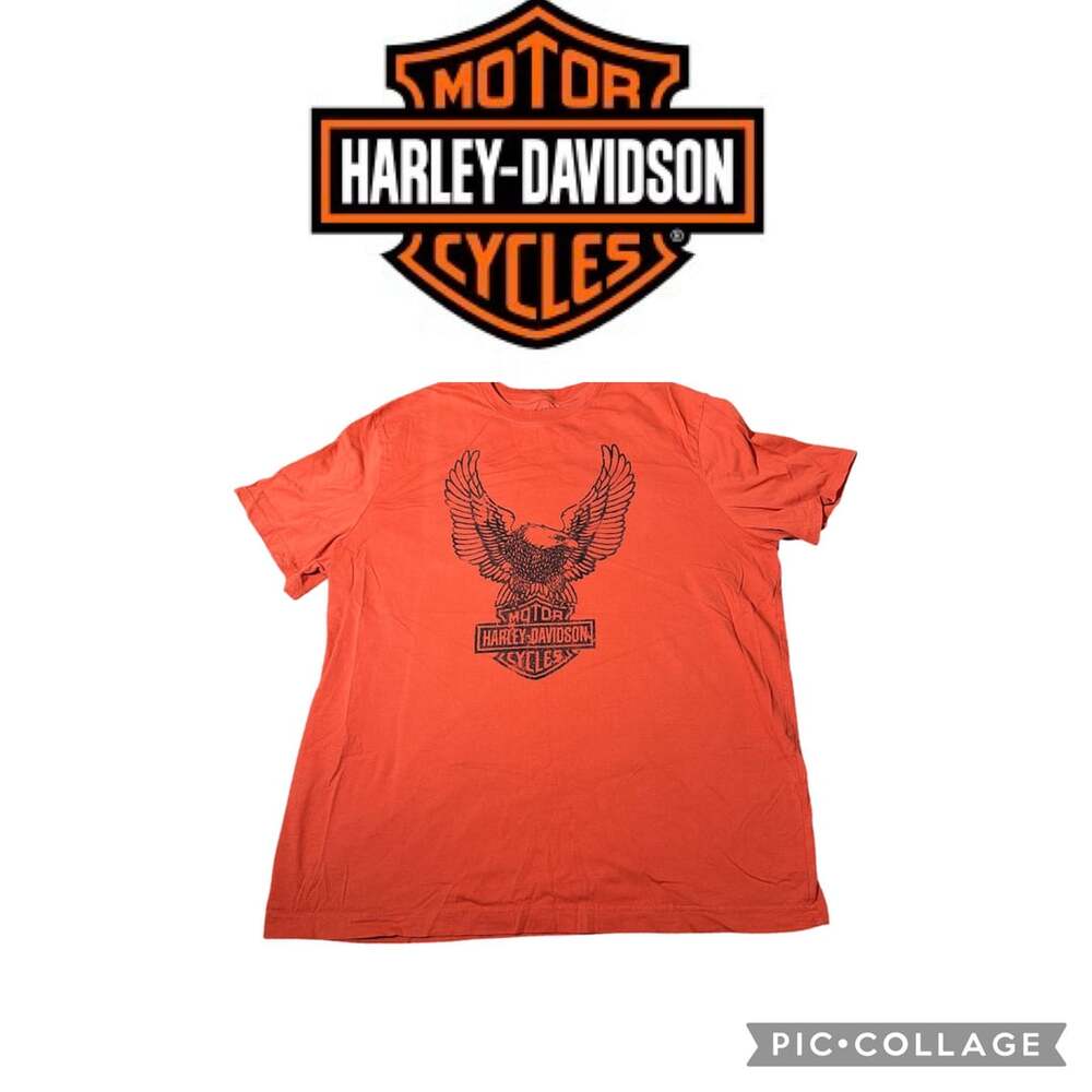 Harley-Davidson Eagle T-Shirt Size XL Orange Graphic Motorcycle Biker
